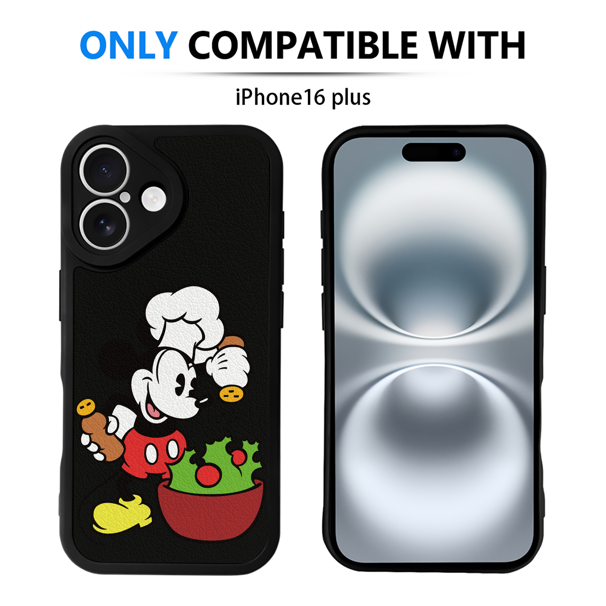 （画像用） ミッキーマウス Mickey Mouse 【iPhone 16シリーズ対応】シリコンスマホケース（レザー調） 材質：シリコン